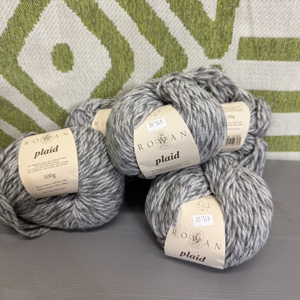 Rowan Plaid 100g Yarn Lot of 5 Skeins Wool Alpaca Blend Gray NEW